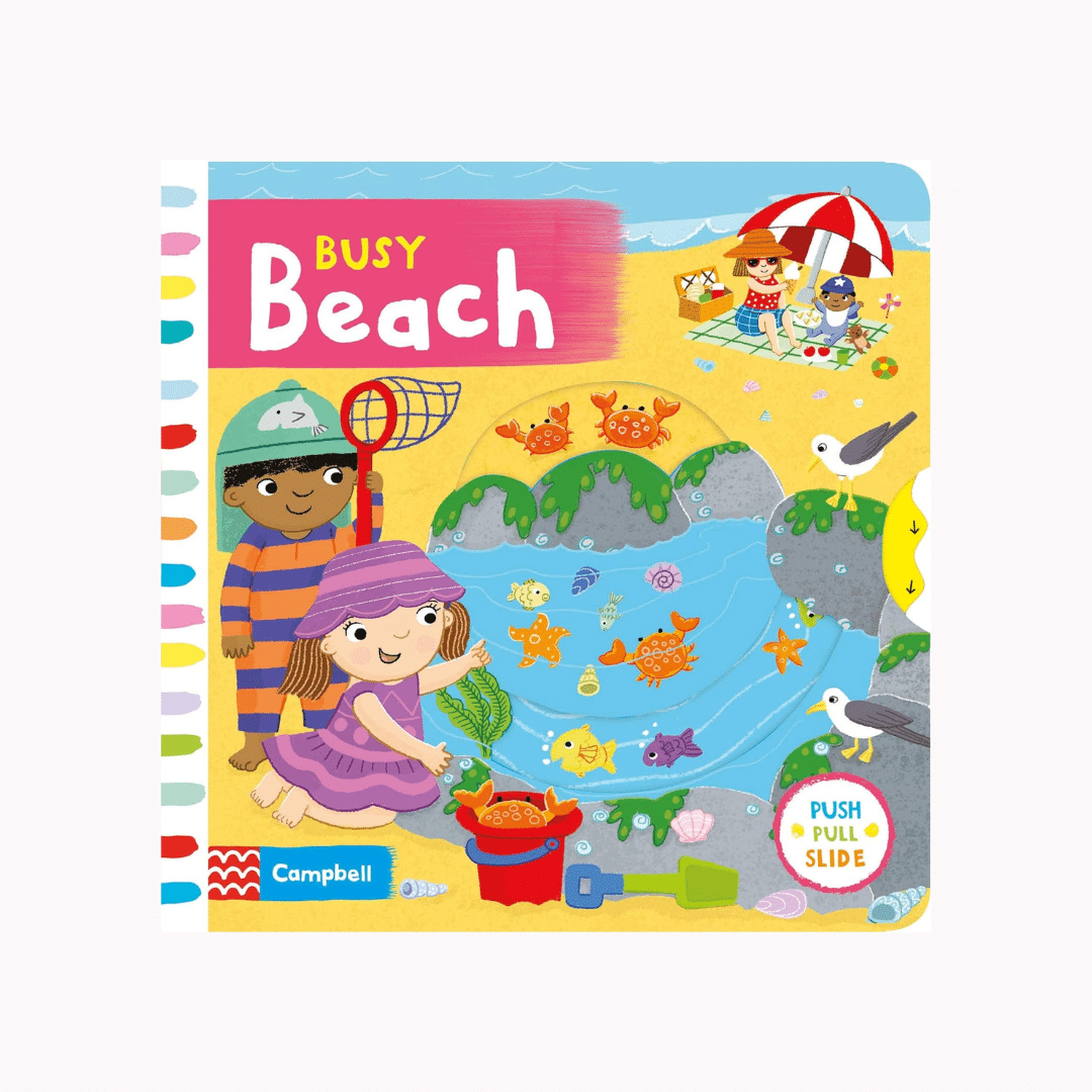 Busy Beach Push, Pull, Slide Book